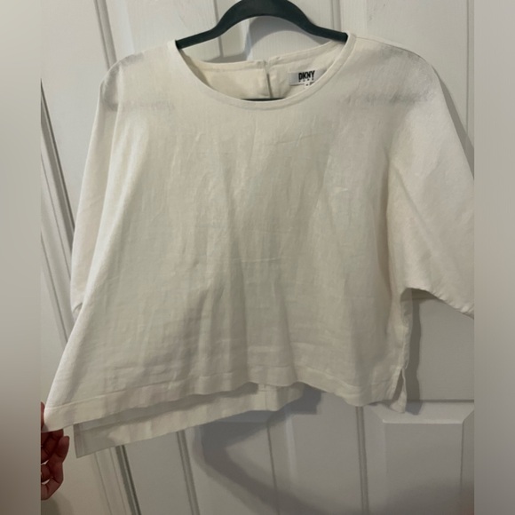 DKNY White Linen Blend Top - Picture 4 of 6